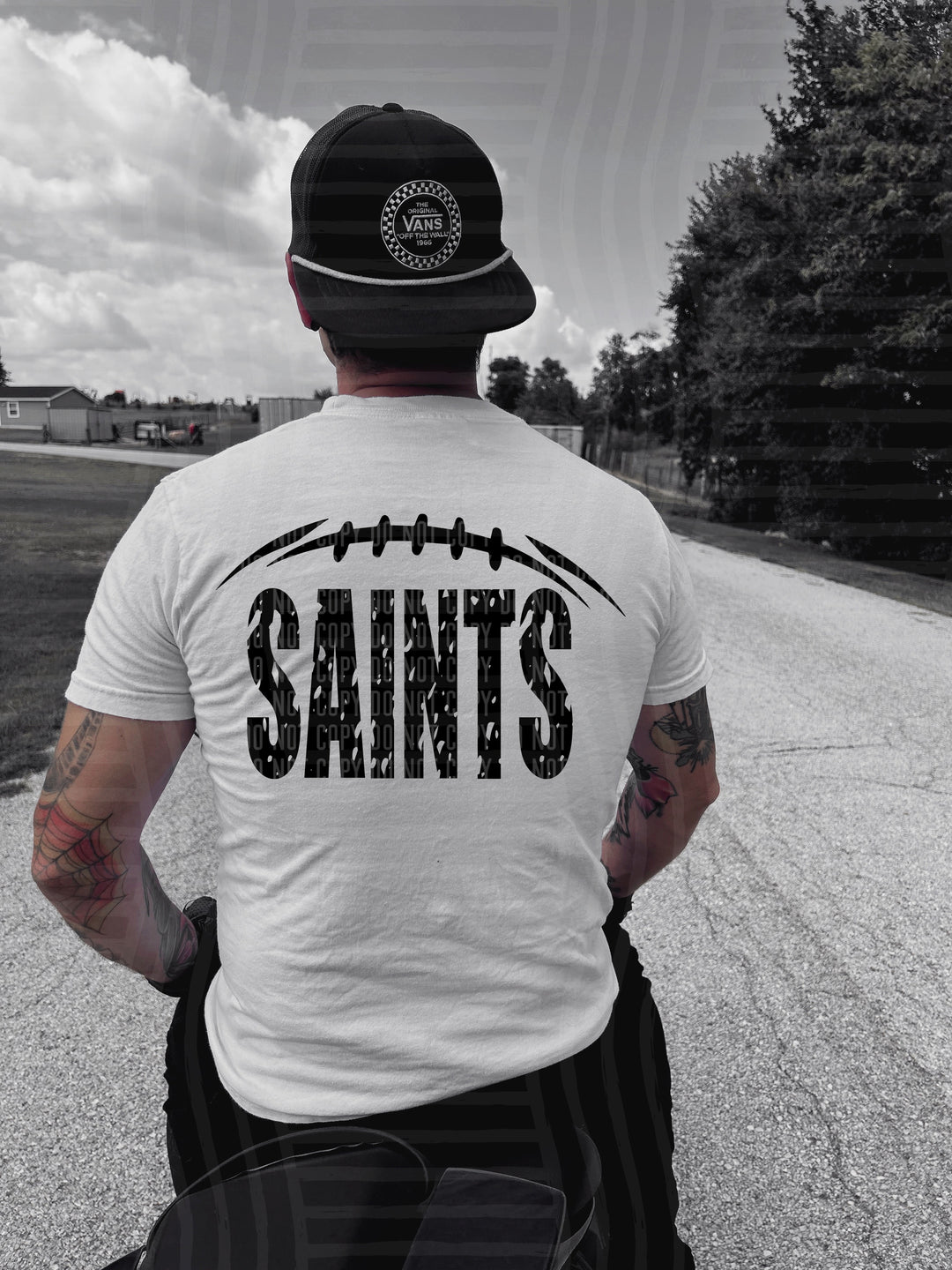 Solid Black Football DTF Print