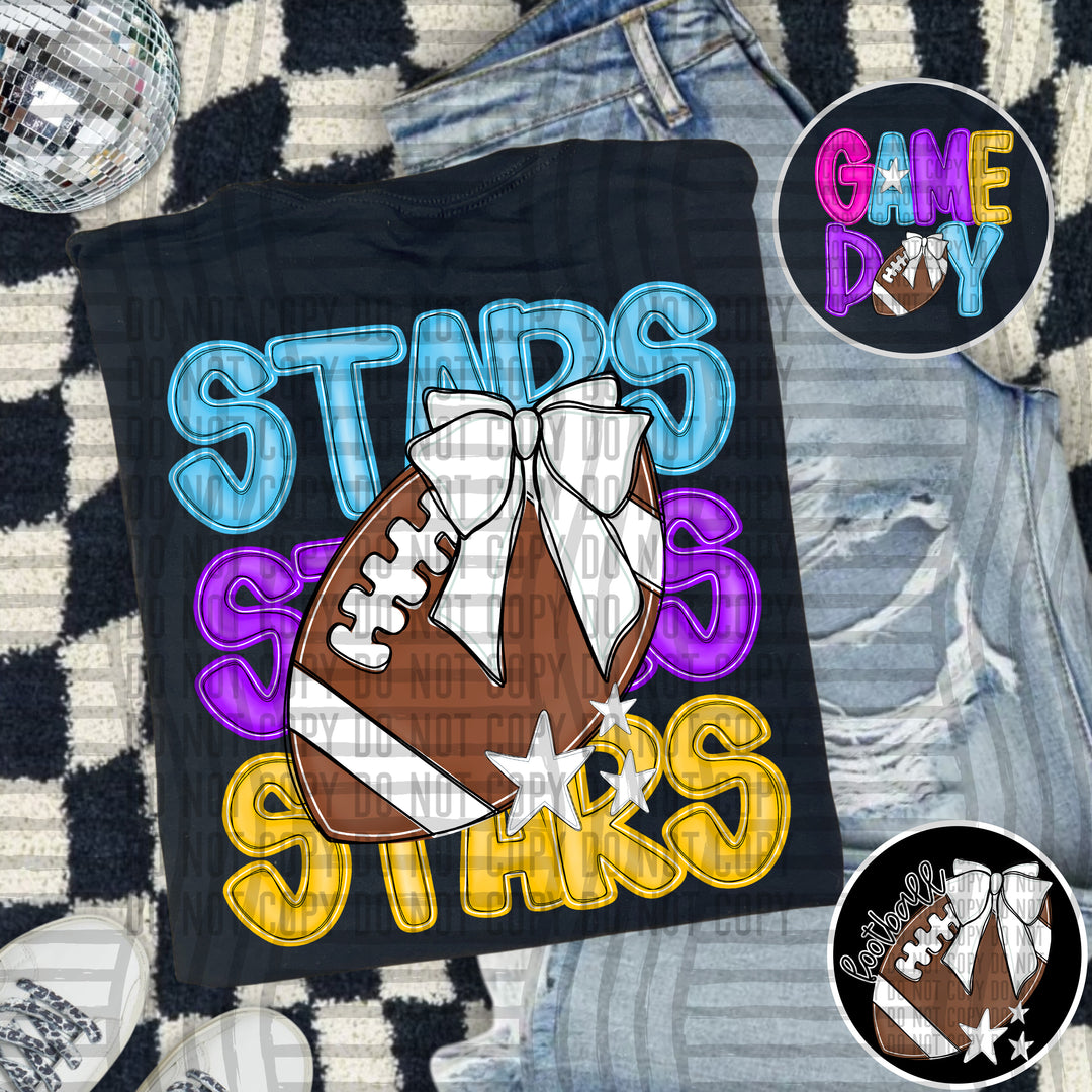 Bright And Preppy Football Stacked DTF Print