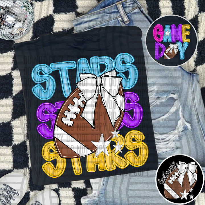 Bright And Preppy Football Stacked DTF Print