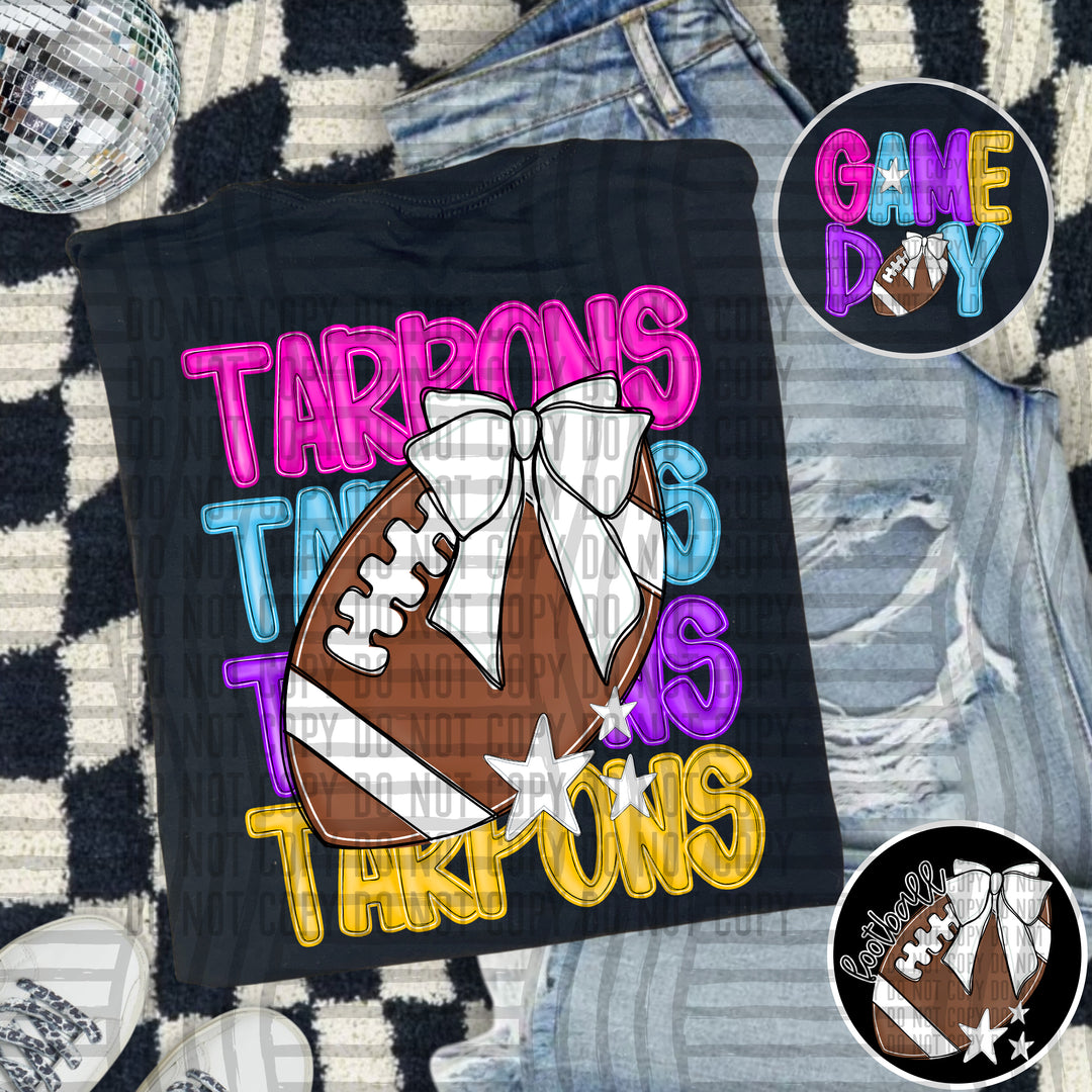 Bright And Preppy Football Stacked DTF Print