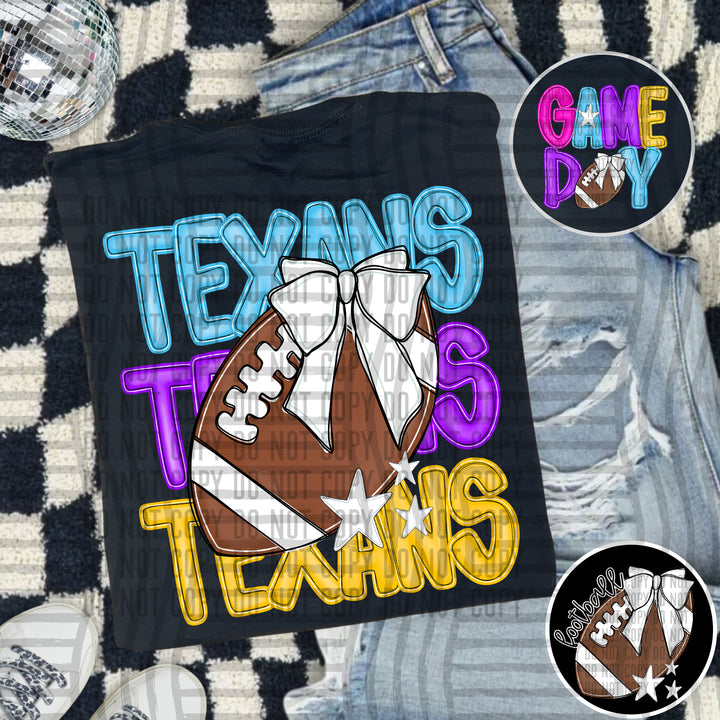Bright And Preppy Football Stacked DTF Print