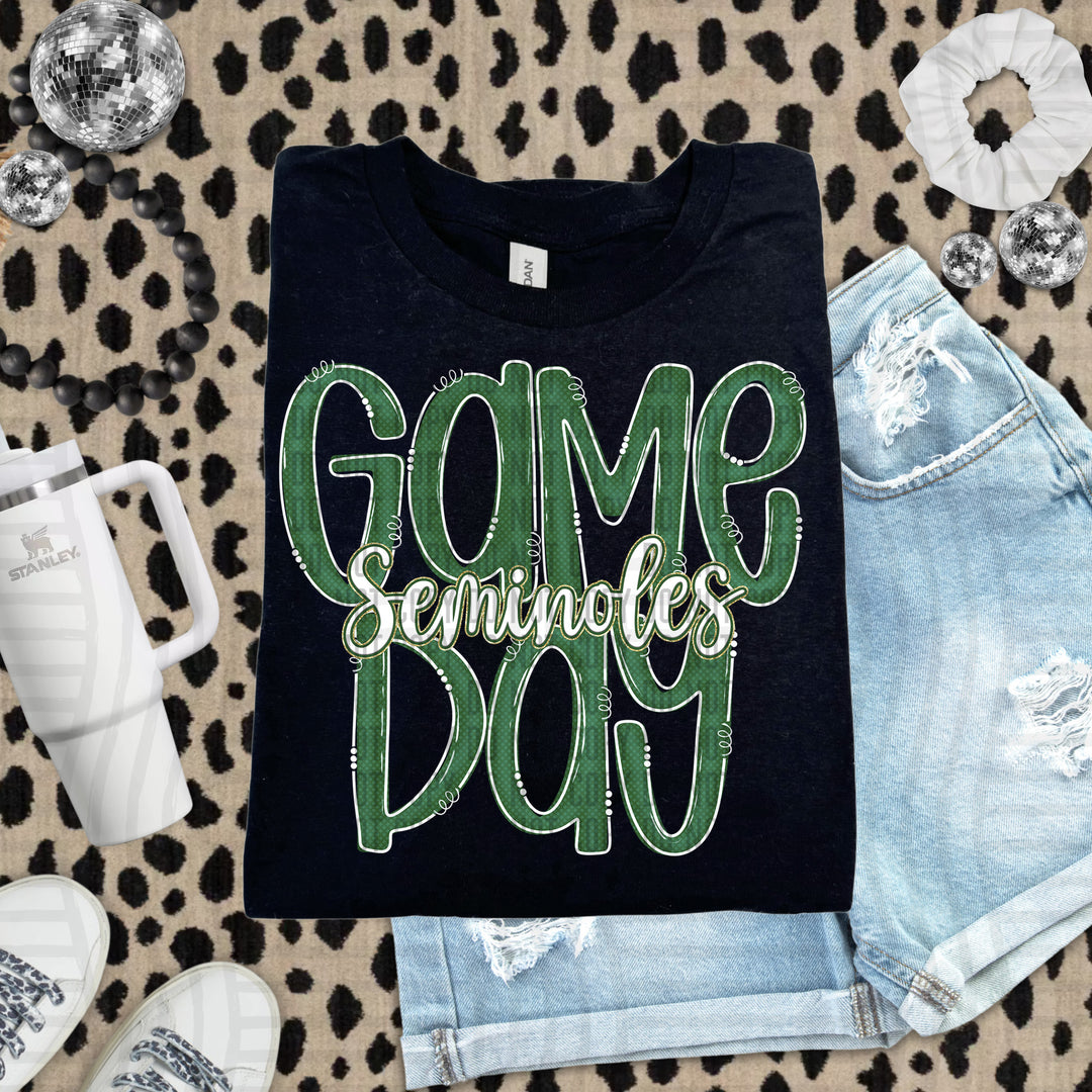 Doodle Gameday Dark Green DTF Print