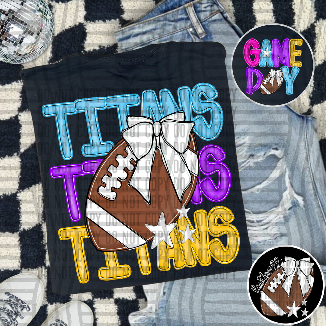 Bright And Preppy Football Stacked DTF Print