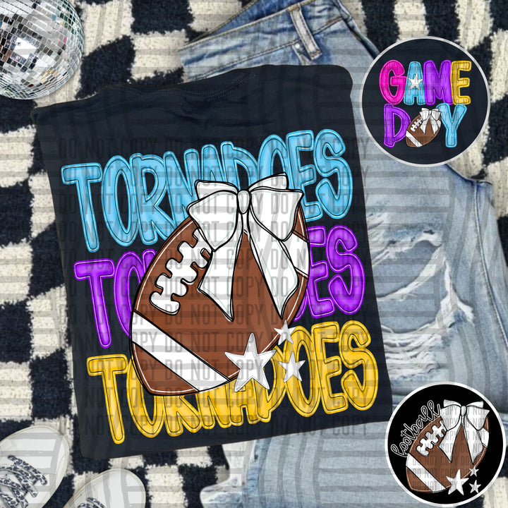 Bright And Preppy Football Stacked DTF Print