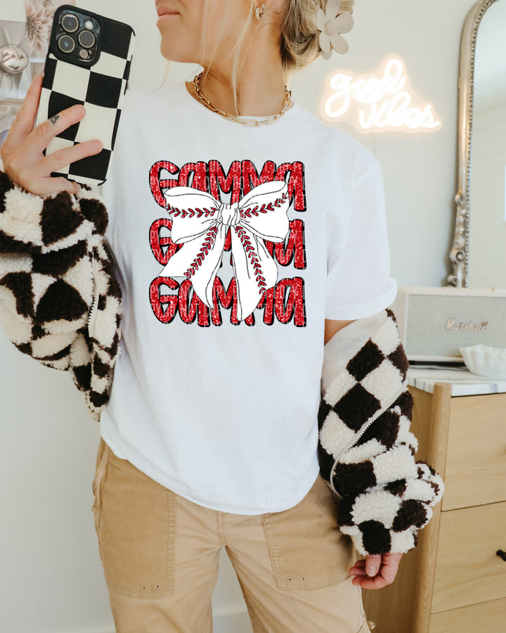 Baseball Bow With Names DTF Print