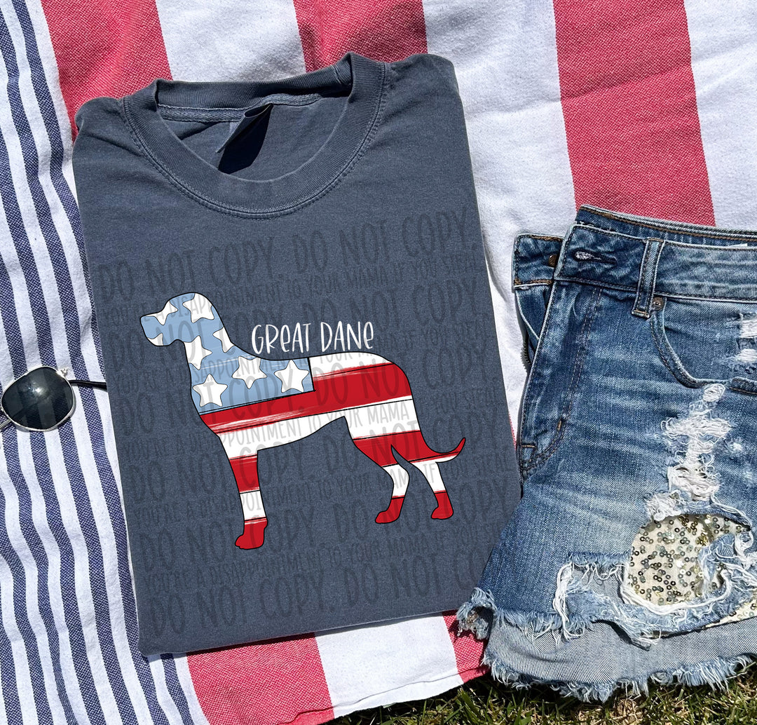 Patriotic Dog Designs White Text DTF Print