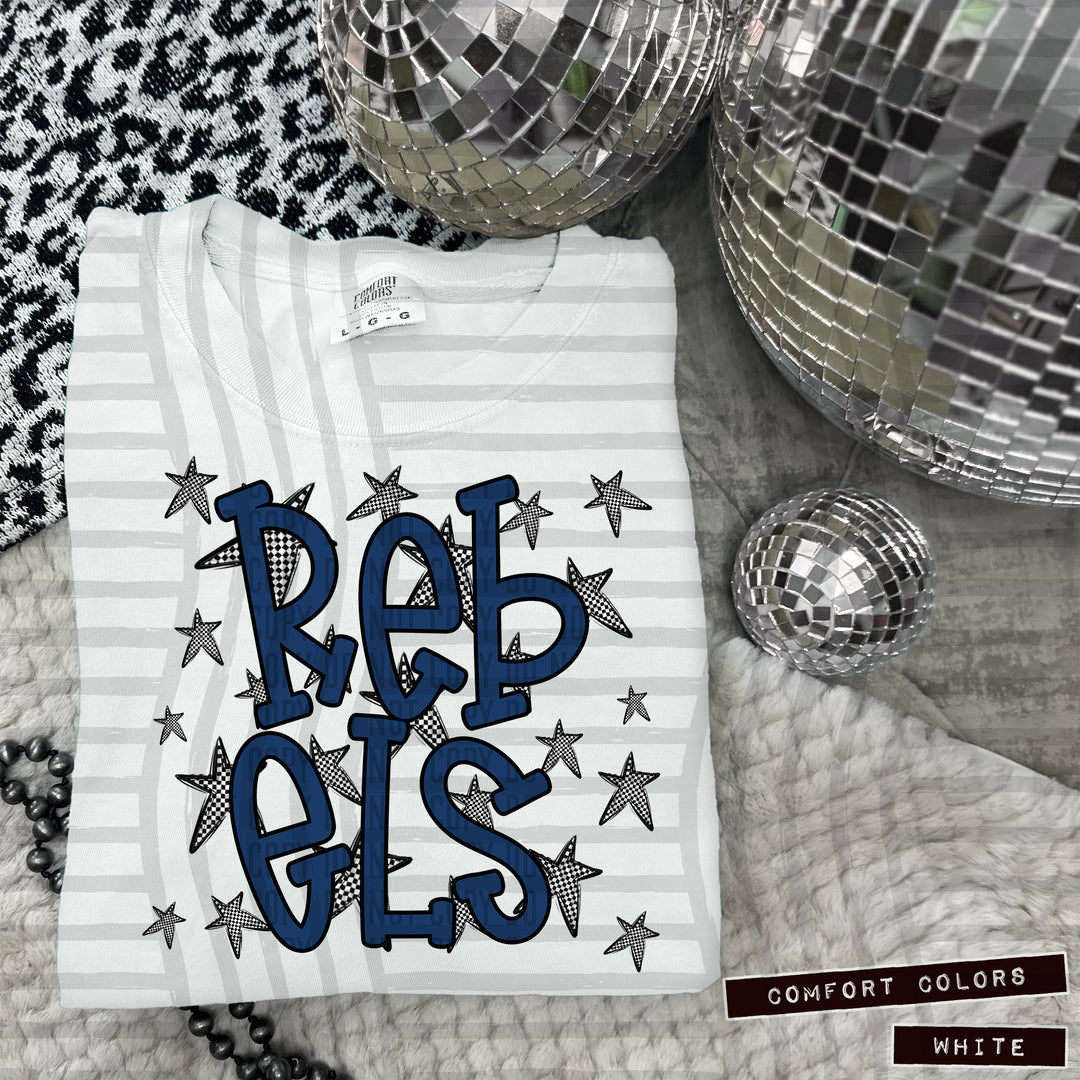 Navy Staggered DTF Print