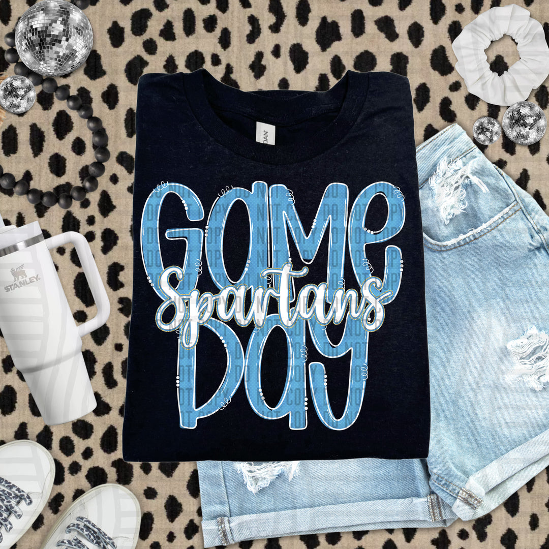Doodle Gameday Light Blue DTF Print