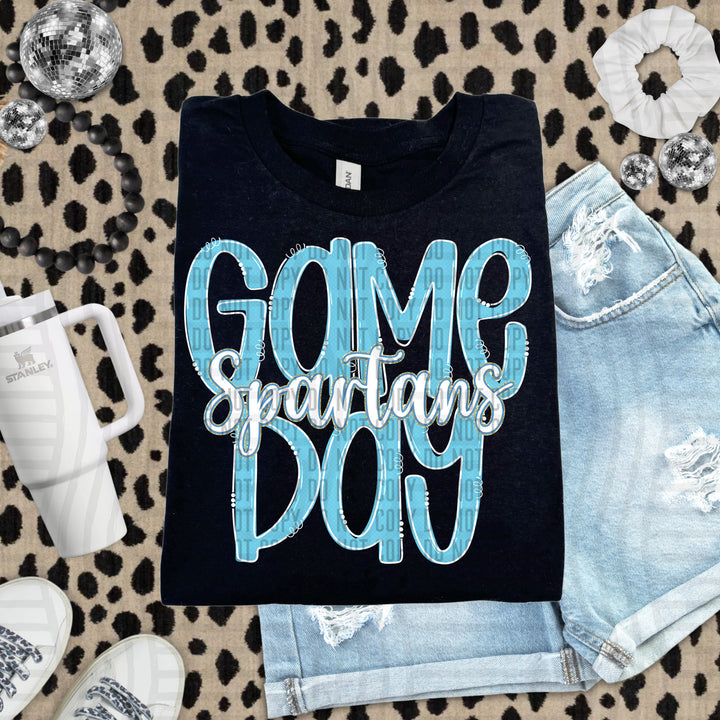 Doodle Gameday Bright Blue DTF Print