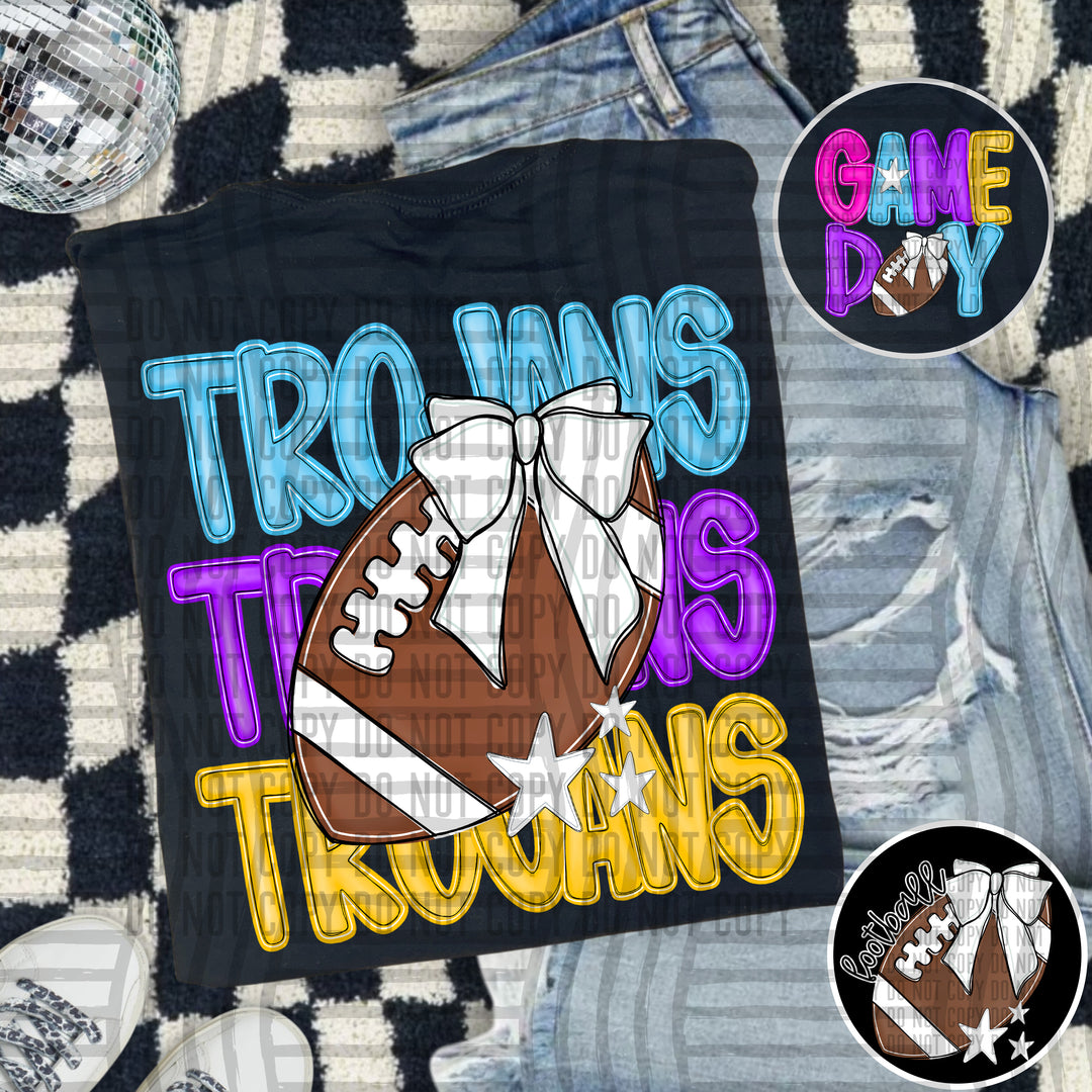 Bright And Preppy Football Stacked DTF Print