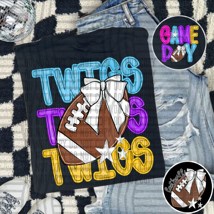 Bright And Preppy Football Stacked DTF Print