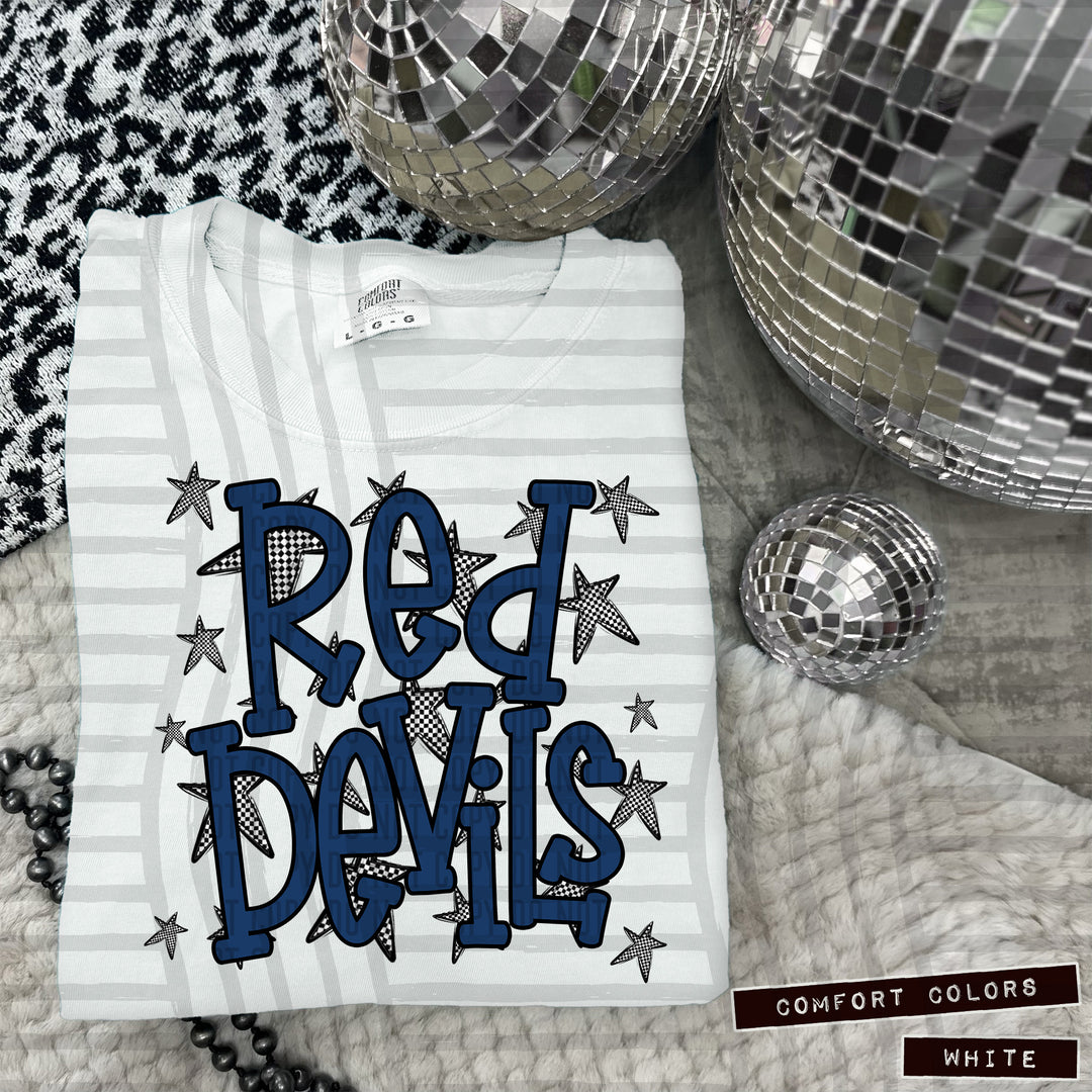 Navy Staggered DTF Print