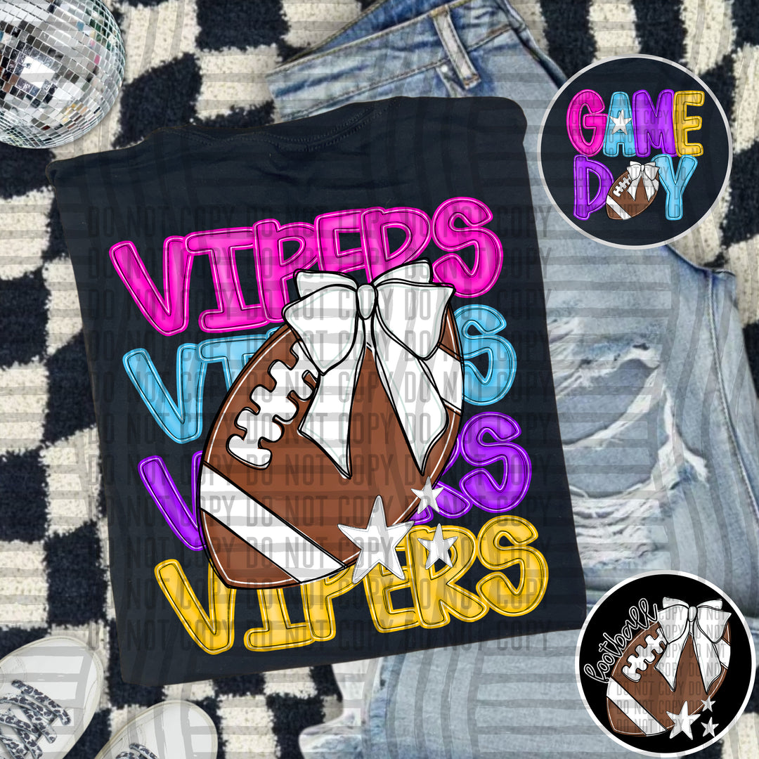 Bright And Preppy Football Stacked DTF Print