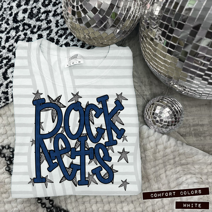 Navy Staggered DTF Print