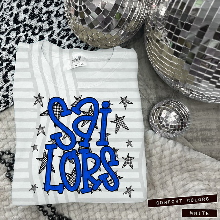 Blue Staggered DTF Print