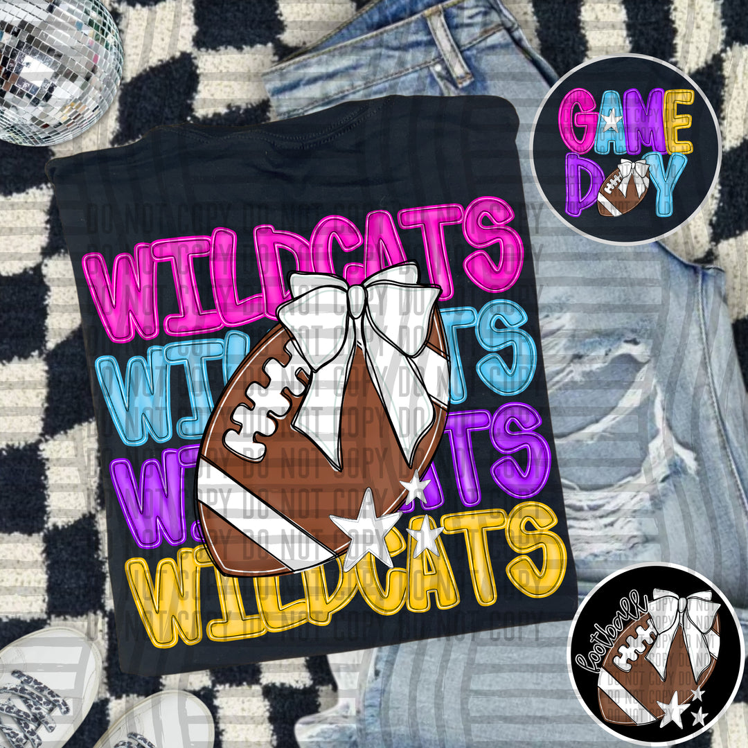 Bright And Preppy Football Stacked DTF Print