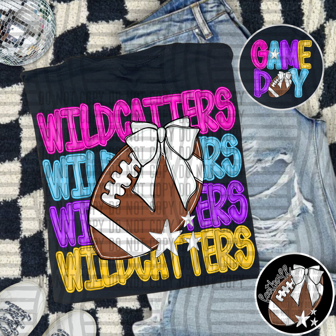 Bright And Preppy Football Stacked DTF Print