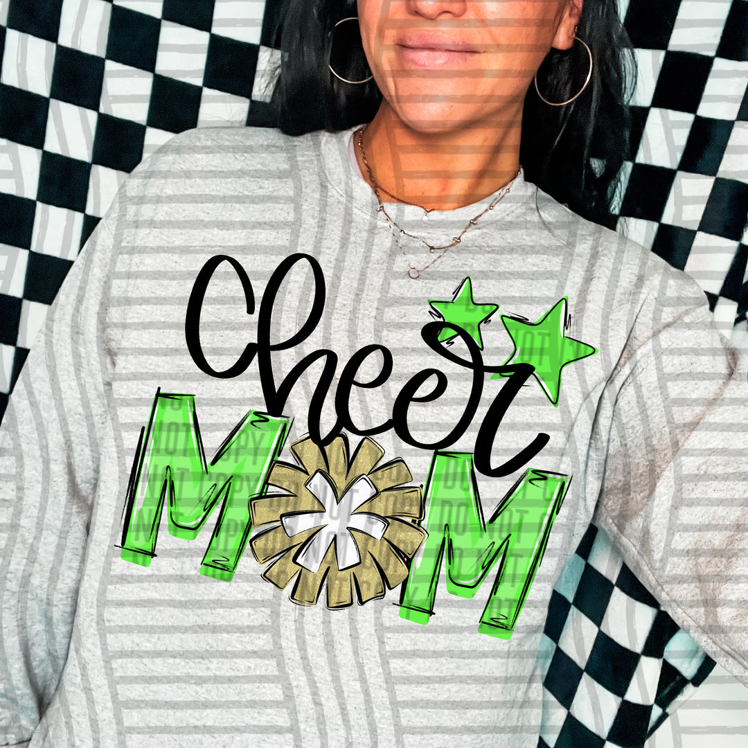 Sports Mom Cheer Gold DTF Print