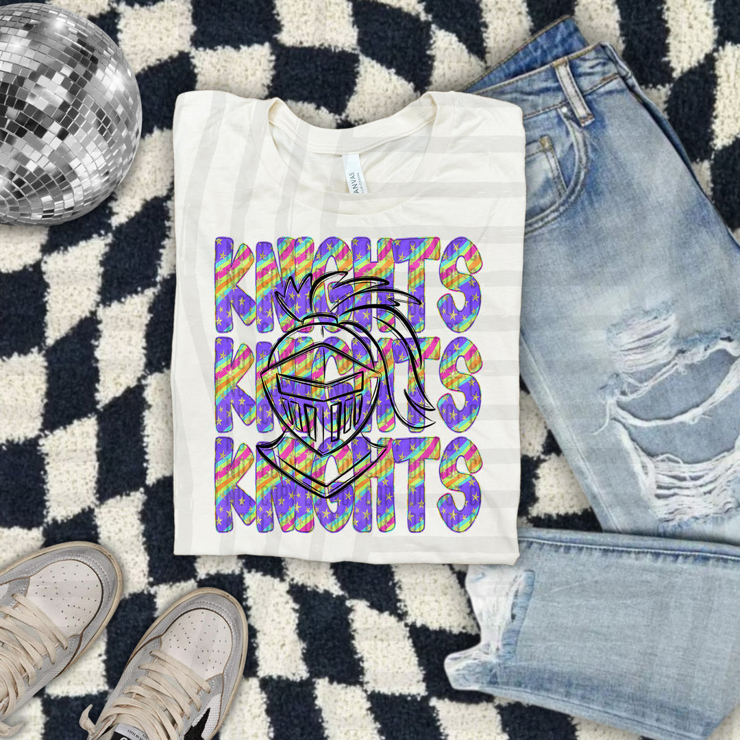 Rainbow Swirl Mascot Outlines DTF Print