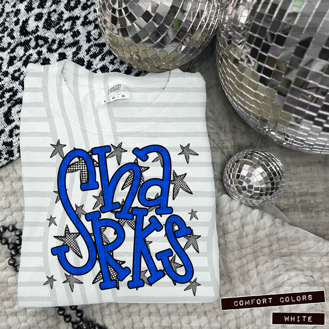 Blue Staggered DTF Print