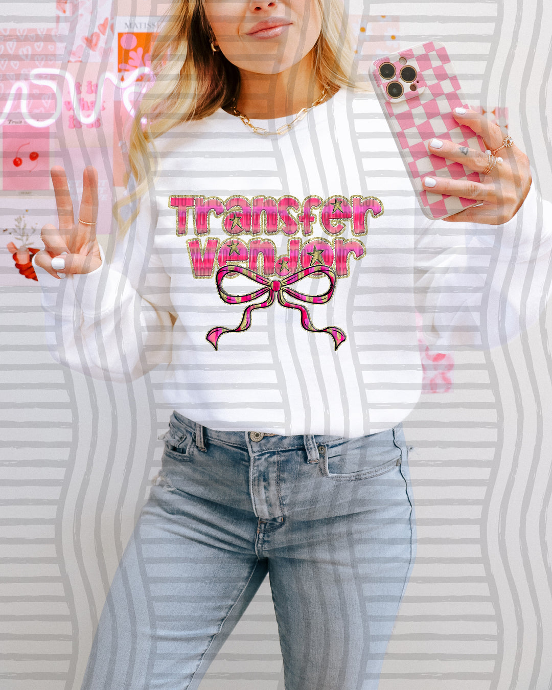 Pink Bow Occupations Names DTF Print