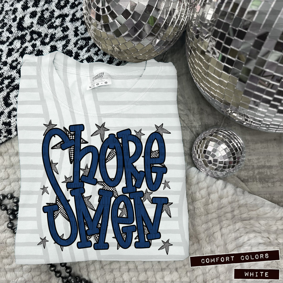 Navy Staggered DTF Print