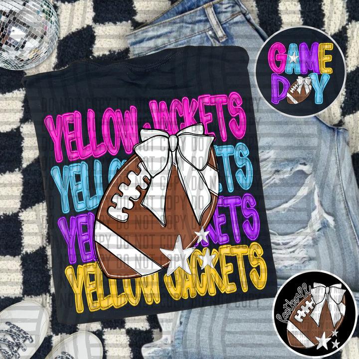 Bright And Preppy Football Stacked DTF Print