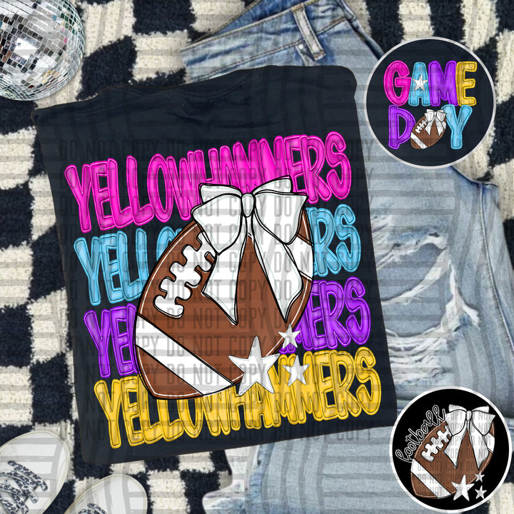 Bright And Preppy Football Stacked DTF Print