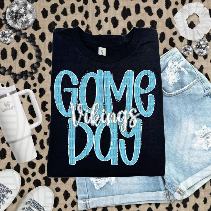 Doodle Gameday Bright Blue DTF Print
