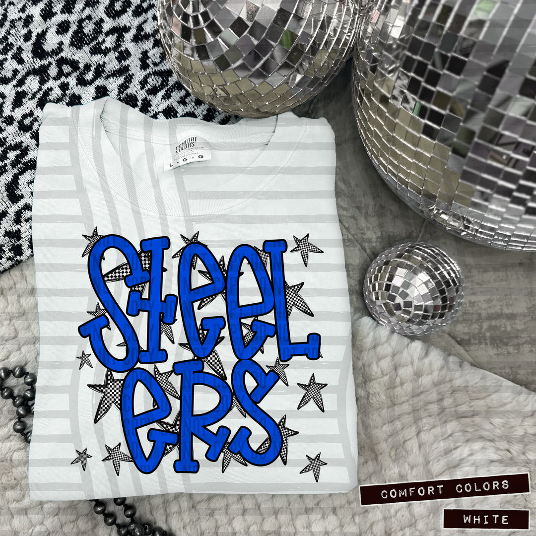 Blue Staggered DTF Print