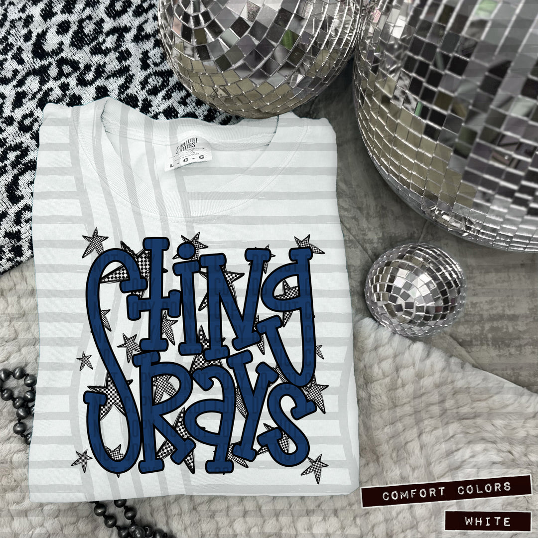 Navy Staggered DTF Print