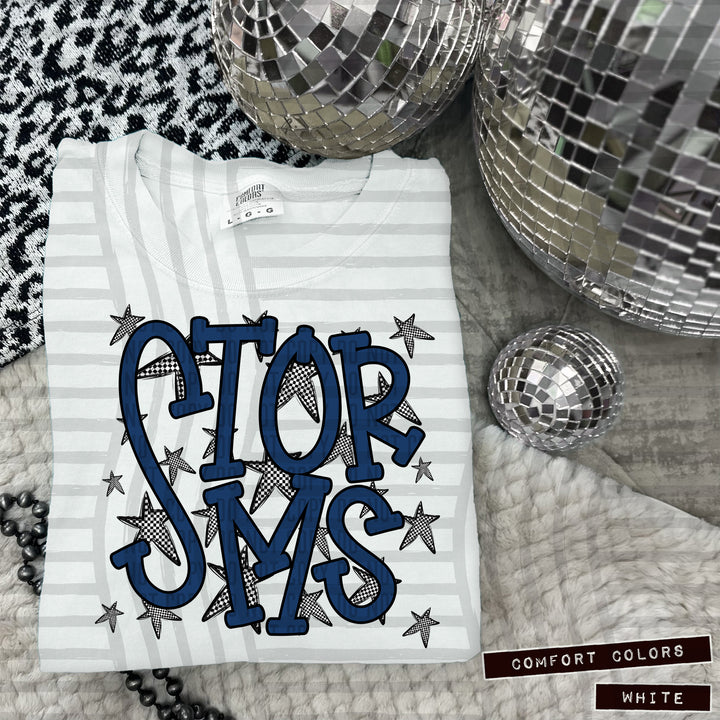 Navy Staggered DTF Print
