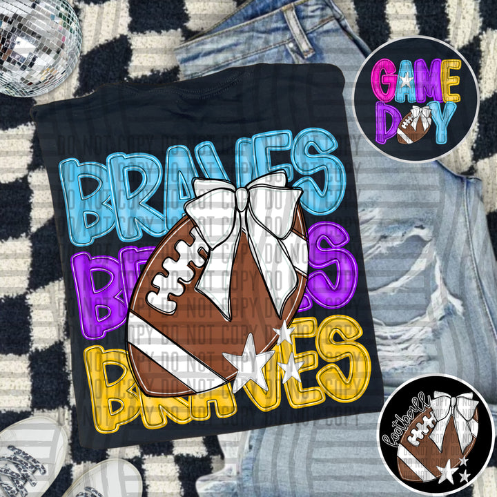 Bright And Preppy Football Stacked DTF Print