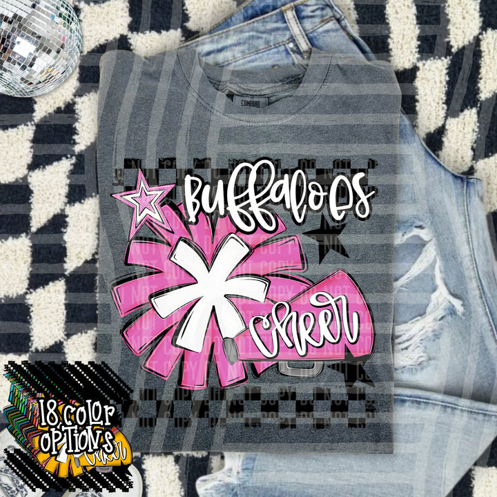 Cheer Pom With Names Pink DTF Print