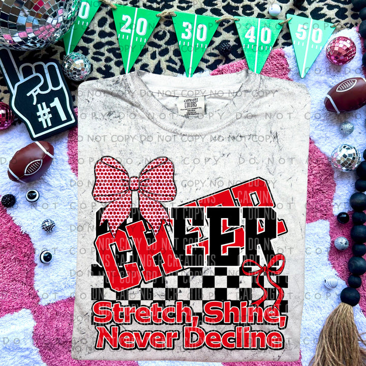 Stretch Shine Never Decline Cheer DTF Print