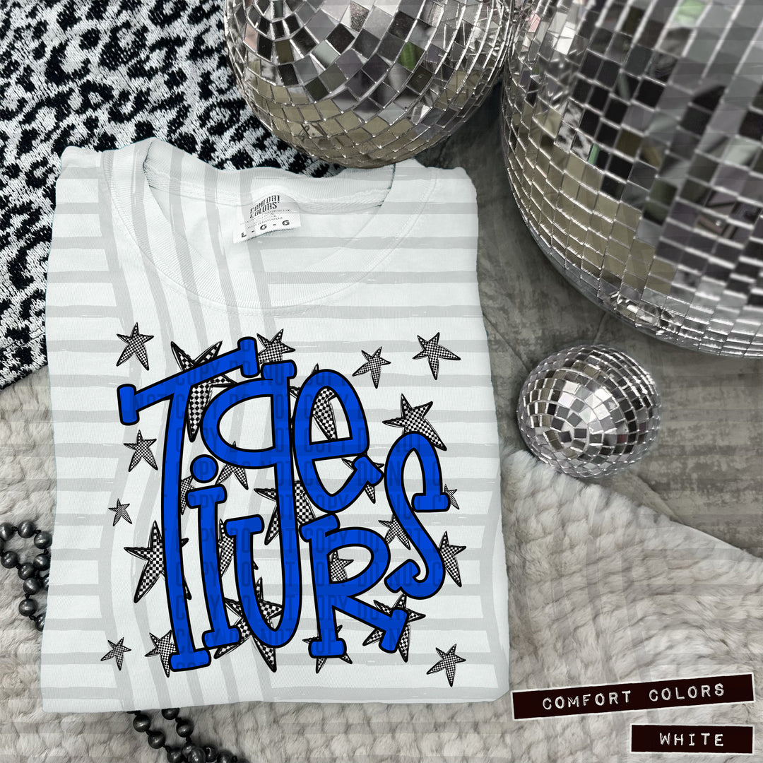 Blue Staggered DTF Print