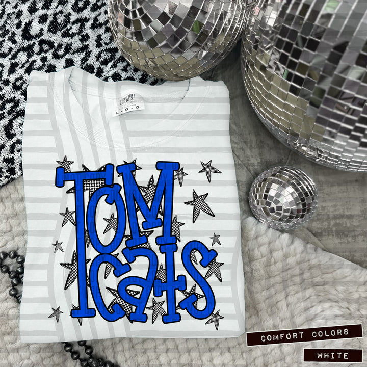 Blue Staggered DTF Print