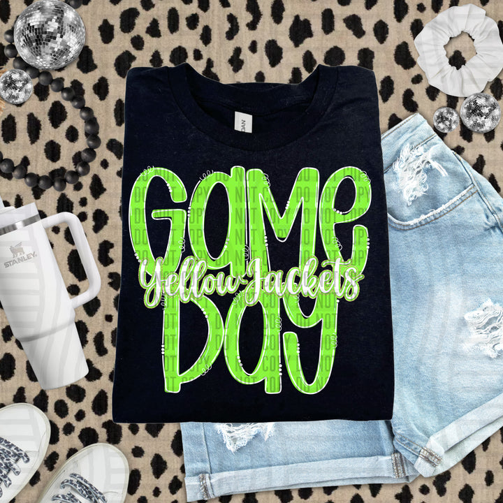 Doodle Gameday Lime DTF Print