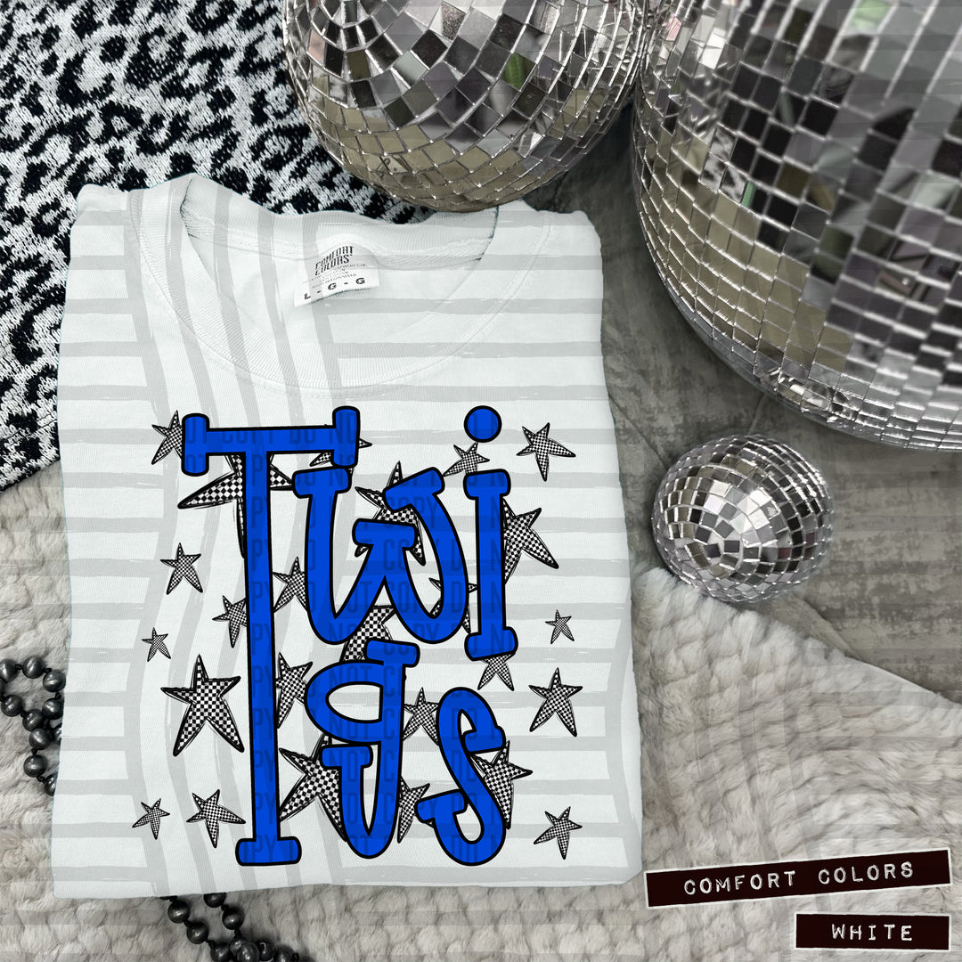 Blue Staggered DTF Print