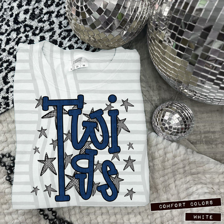 Navy Staggered DTF Print