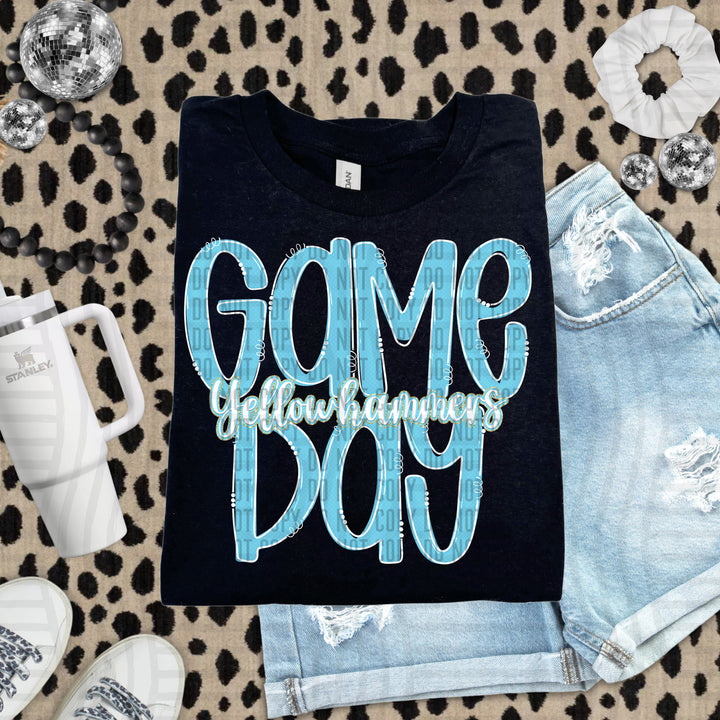 Doodle Gameday Bright Blue DTF Print