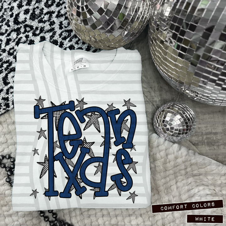 Navy Staggered DTF Print