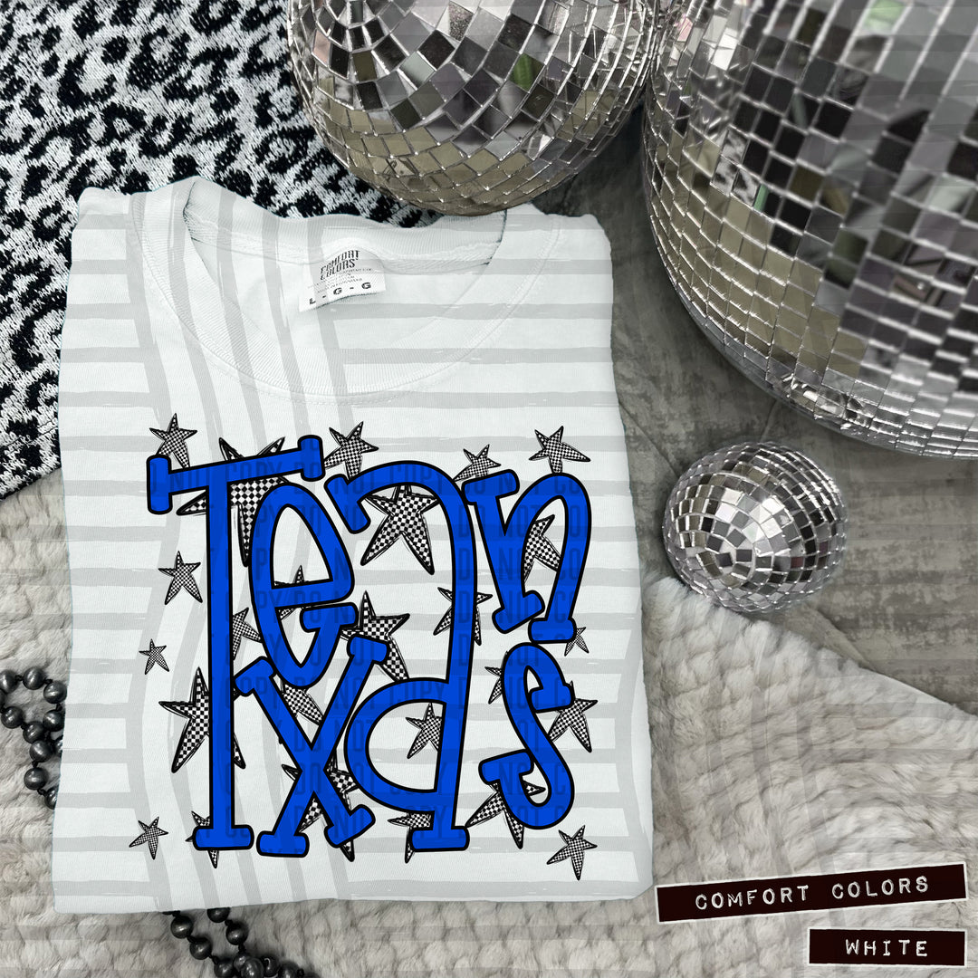 Blue Staggered DTF Print