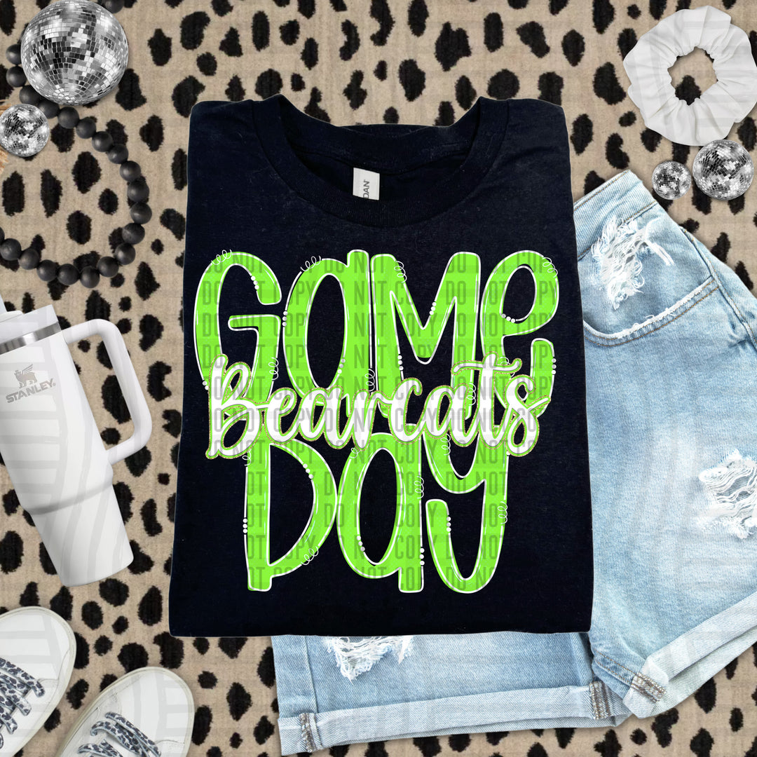 Doodle Gameday Lime DTF Print