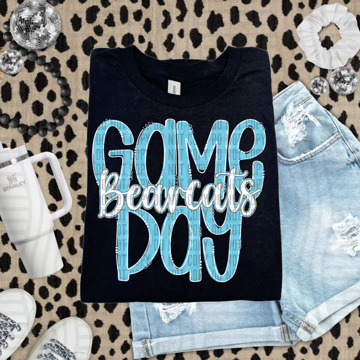 Doodle Gameday Bright Blue DTF Print