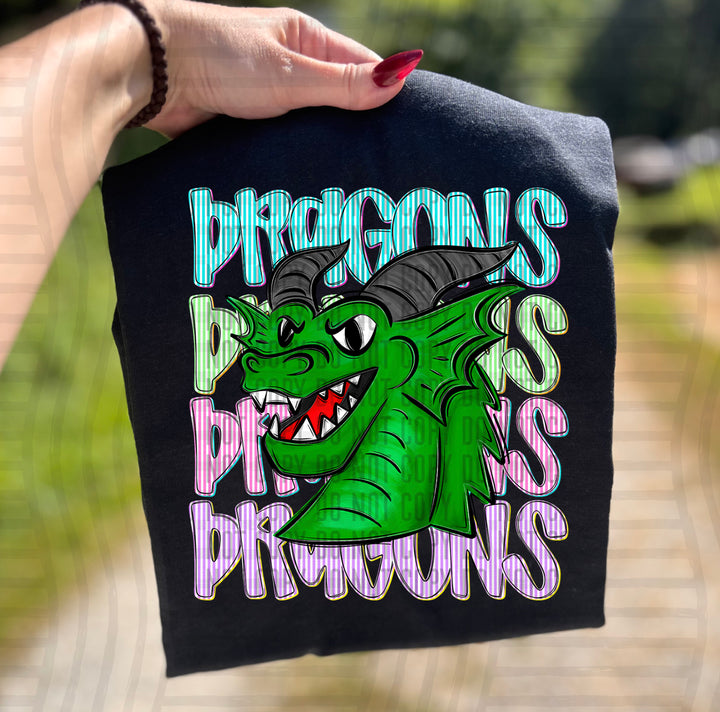 Neon Seersucker Mascot Heads DTF Print