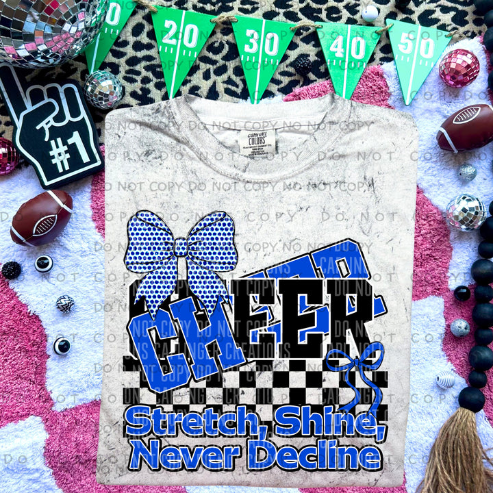 Stretch Shine Never Decline Cheer DTF Print