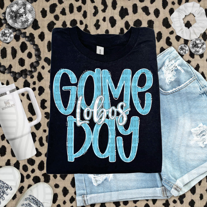 Doodle Gameday Bright Blue DTF Print