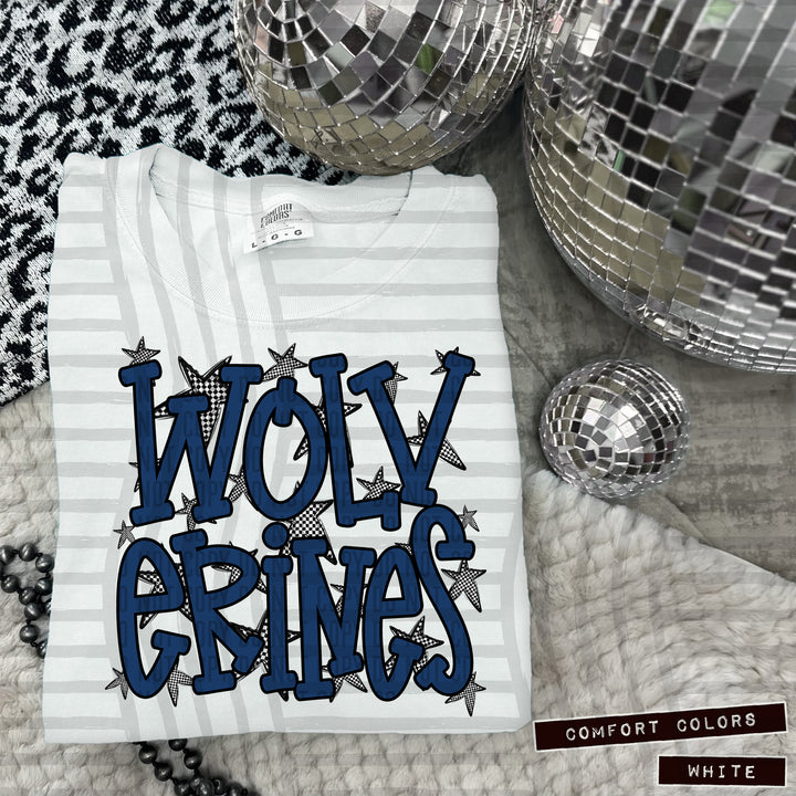 Navy Staggered DTF Print