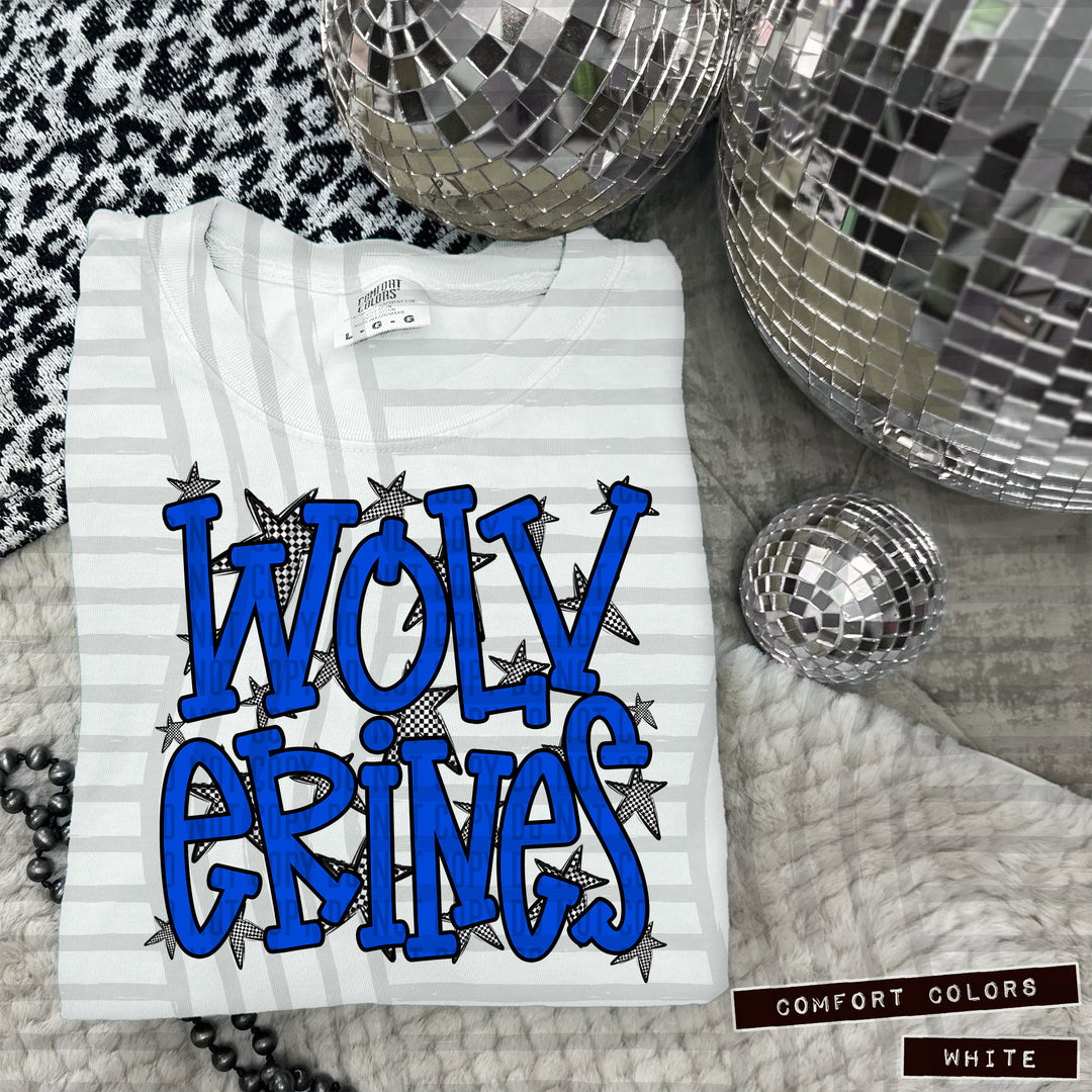 Blue Staggered DTF Print